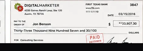 Client payment to Jon Benson