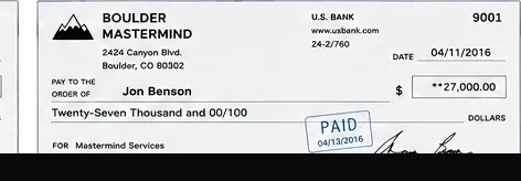 Client payment to Jon Benson