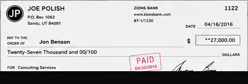 Client payment to Jon Benson