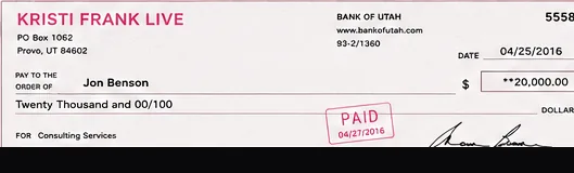 Client payment to Jon Benson