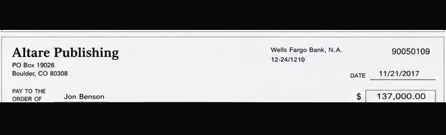 Client payment to Jon Benson