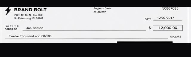 Client payment to Jon Benson