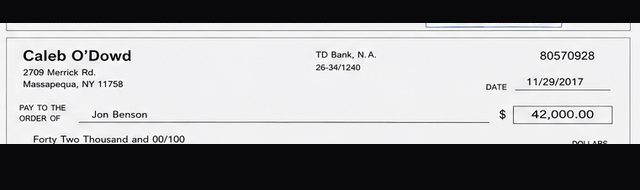 Client payment to Jon Benson