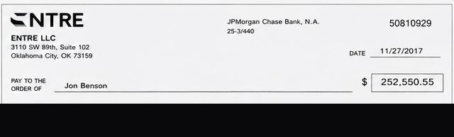 Client payment to Jon Benson