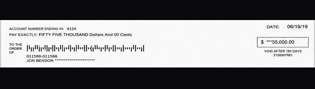 Client payment to Jon Benson