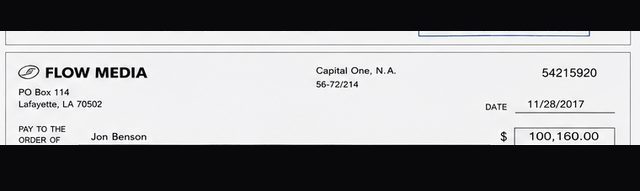 Client payment to Jon Benson