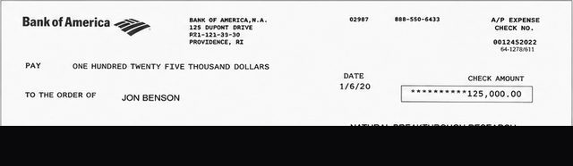 Client payment to Jon Benson